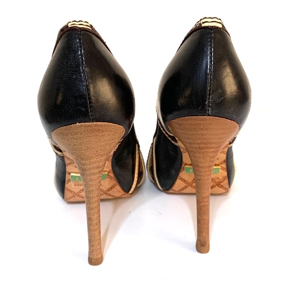 LAMB Gwen Stefani Black Leather Cap Toe High Heels - Picture 12 of 13